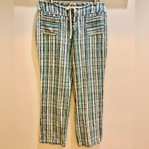 Sundance Gigi pants, green and blue plaid – size large. NWOT
